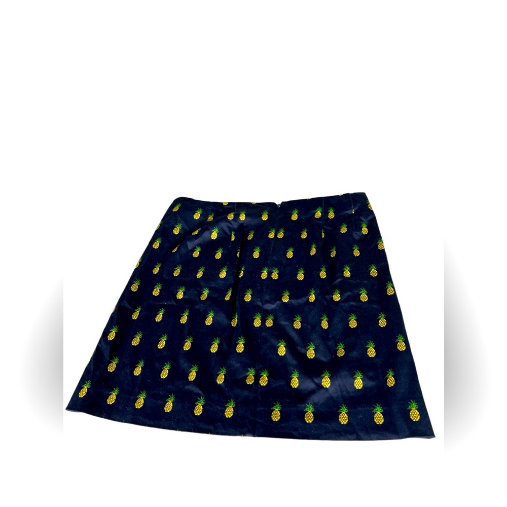 J.Crew Printed Cotton Sateen Mini Skirt Blue with Pineapple Print Size 2 Swinger